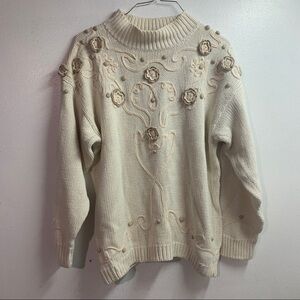 Vintage Outback Red Ramie Sweater AllAround Floral